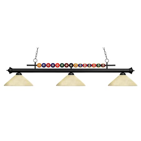 Z-Lite Shark 3 Light Billiard Light, Matte Black & Golden Mottle 170MB-AGM14